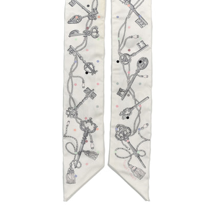 Hermes Silk Les Cles A Pois Twilly White Gris Acier 2 of 4