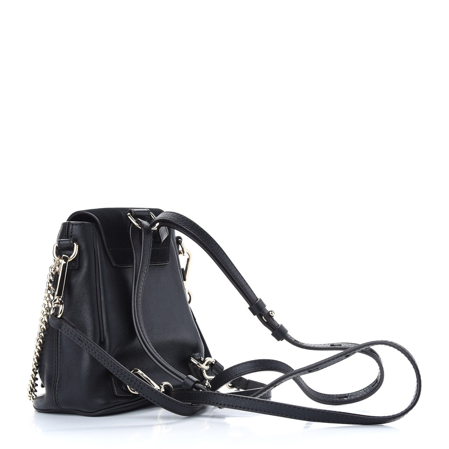 Suede Calfskin Mini Faye Backpack Black
