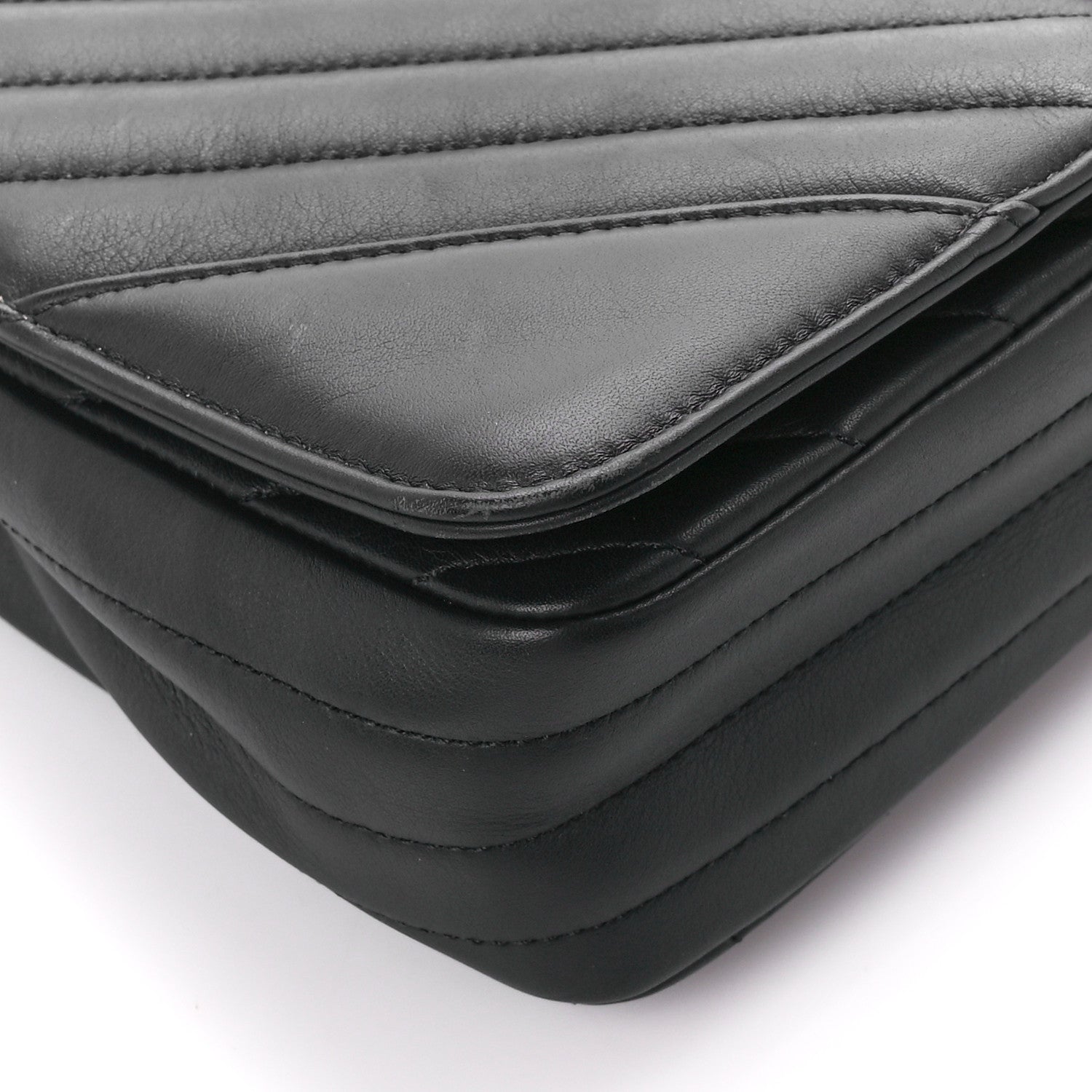 Chanel Calfskin Chevron Quilted Medium Statement Flap Black 10 of 11