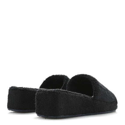 Chanel Terry CC Flat Mules Sandals 41 Black Navy 5 of 9