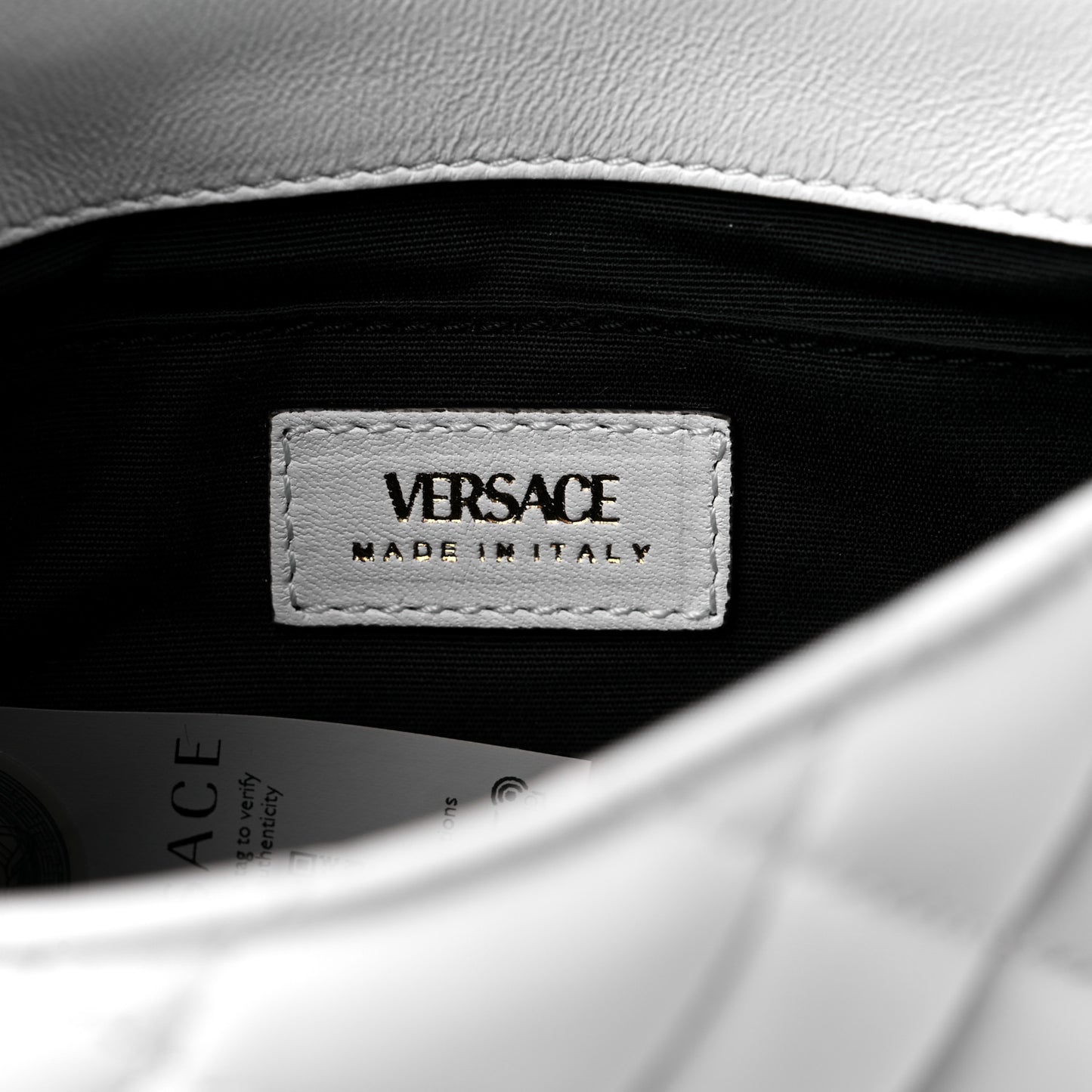 Nappa Quilted Small Medusa Chain Crossbody White