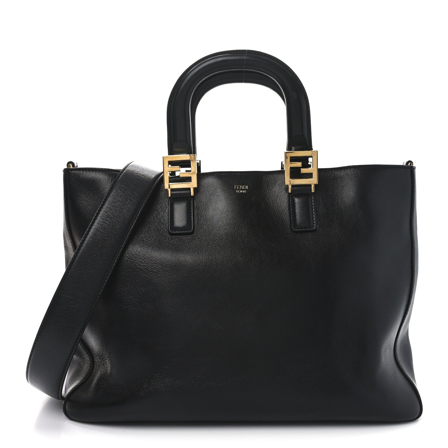 Fendi Vitello Glacier Medium FF Tote Black 1 of 10