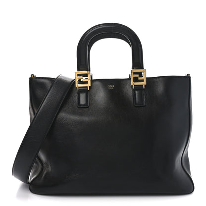 Fendi Vitello Glacier Medium FF Tote Black 1 of 10