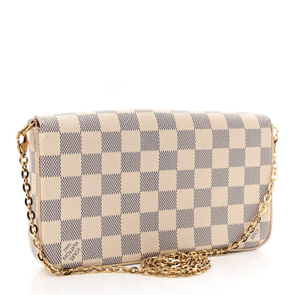 Louis Vuitton Damier Azur Pochette Felicie Chain Wallet Rose Ballerine 4 of 12
