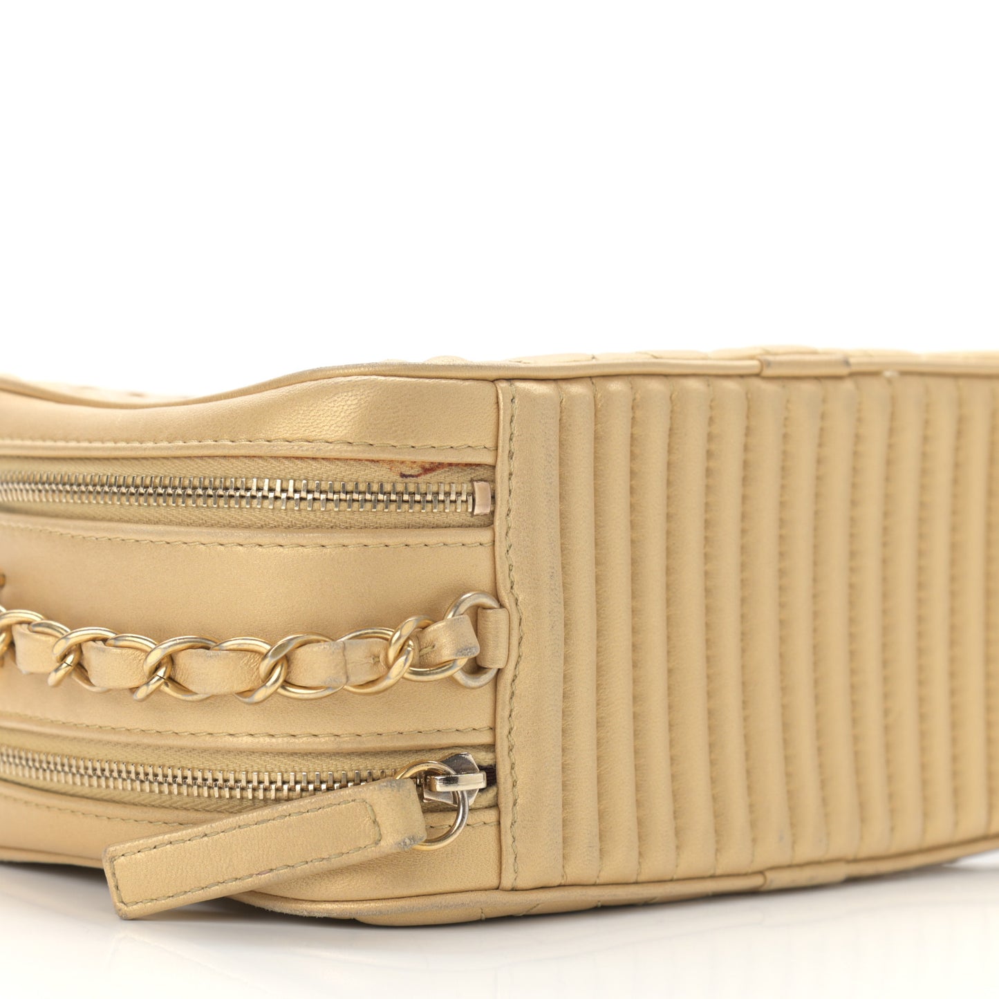 Metallic Lambskin Quilted Small Coco Boy Camera Case Gold