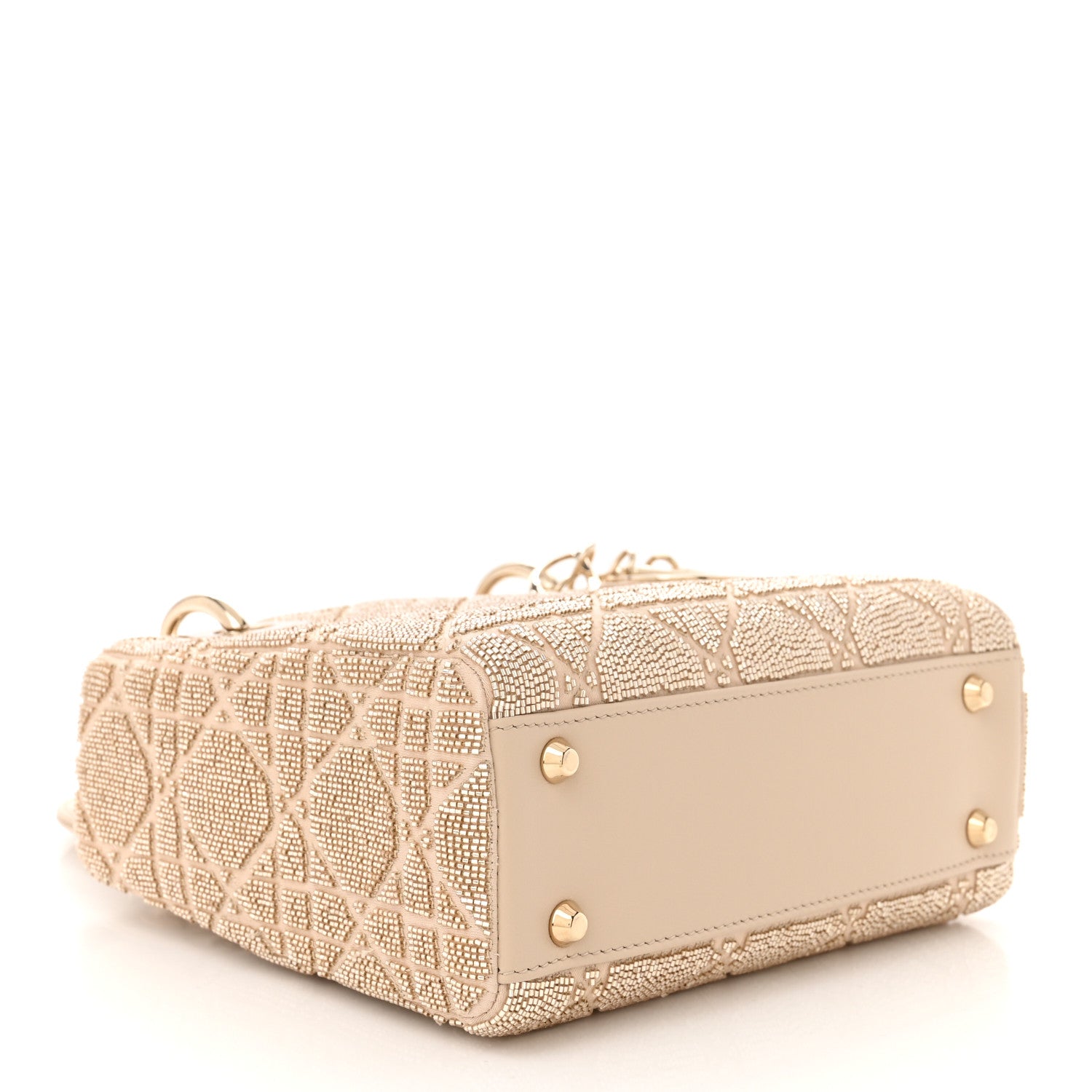 Christian Dior Lambskin Cannage Beaded Embroidered Mini Lady Dior Caramel Beige 4 of 10