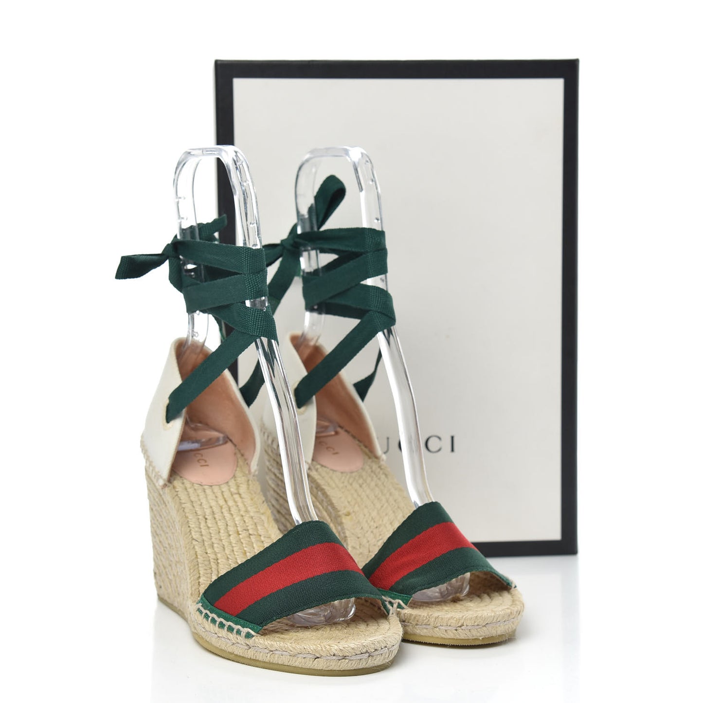 Canvas Malaga Kid Web Ankle Wrap Espadrille Wedge Sandals 38.5 Green Red Mystic White Emerald