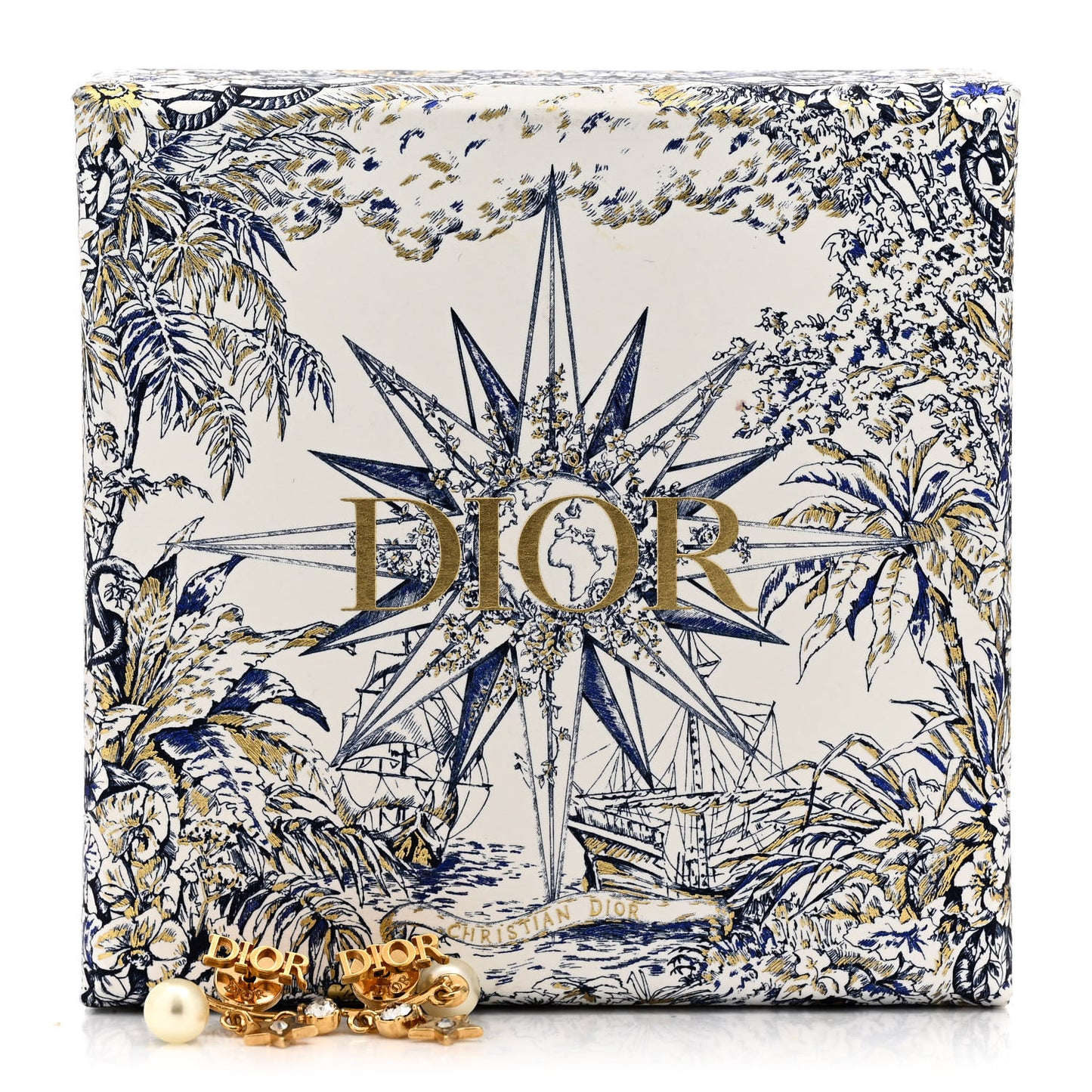 Pearl Crystal Dio(r)evolution Star Earrings Gold