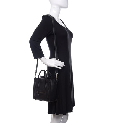 Celine Drummed Calfskin Nano Luggage Black 2 of 10