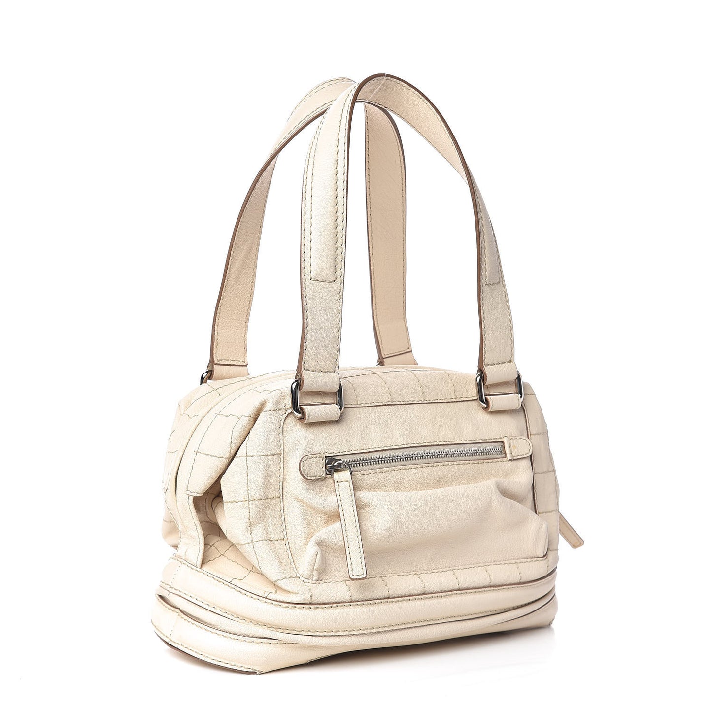 Goatskin Square Stitch Essential Bowler Beige