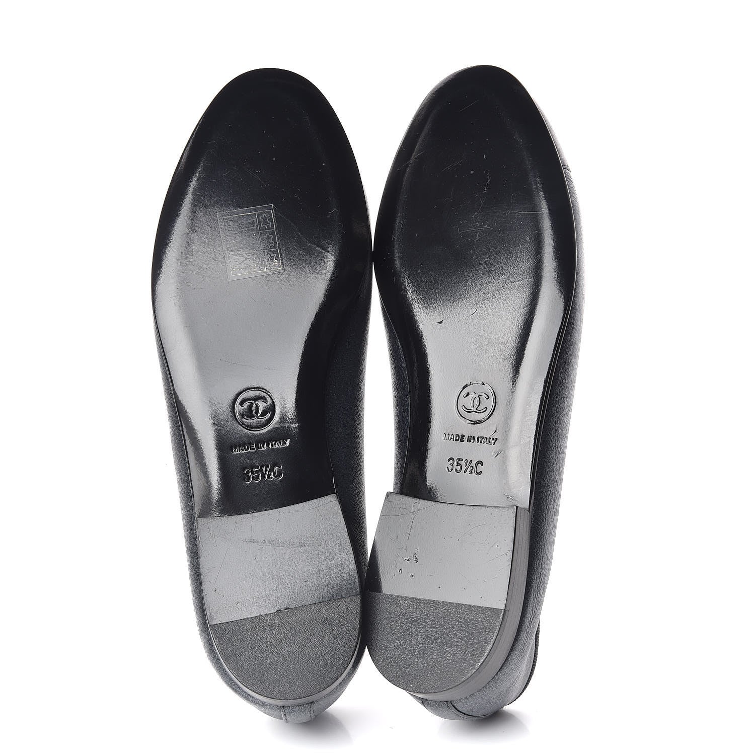 Chanel Metallic Lambskin CC Cap Toe Ballerina Flats 35.5 Argent 5 of 8