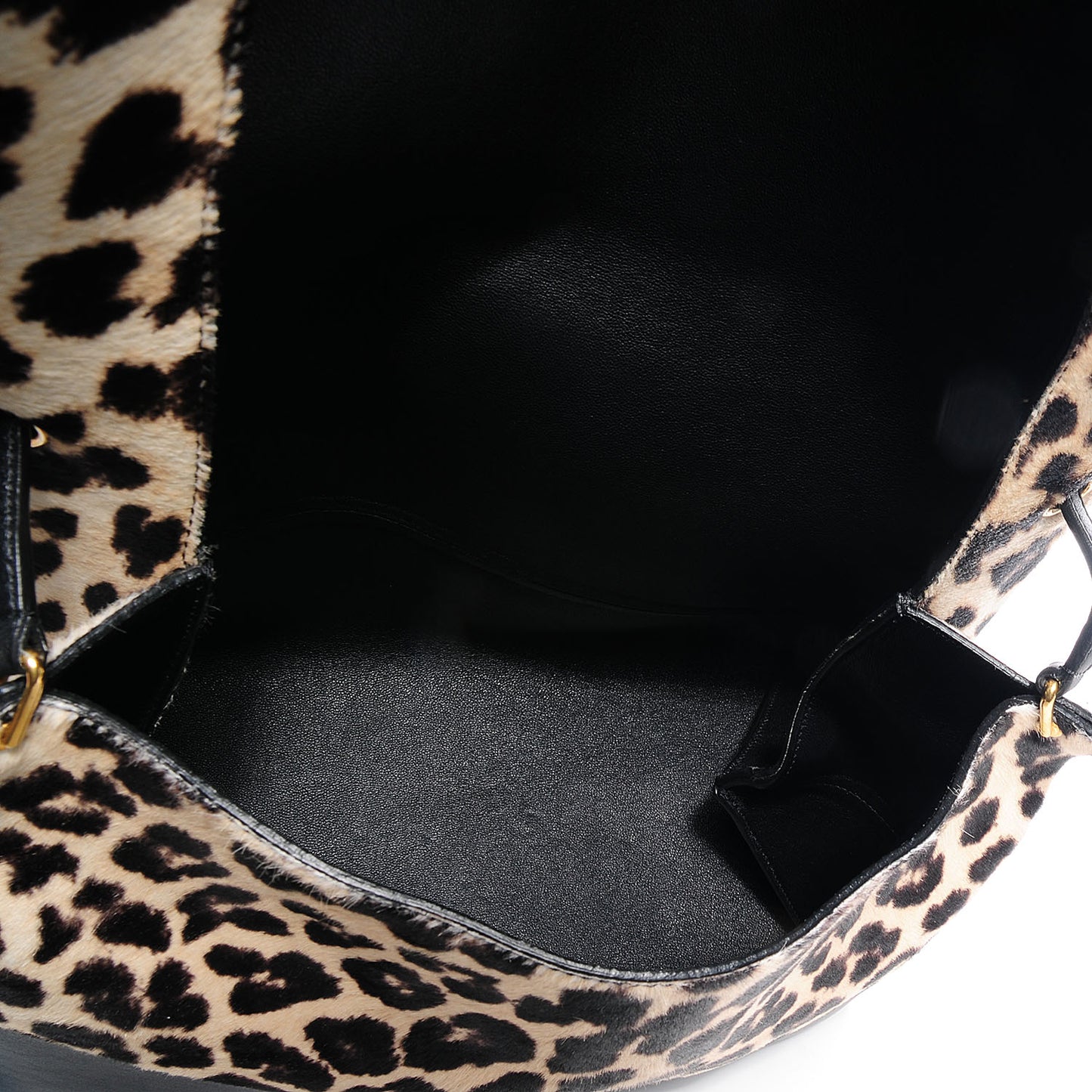 Pony Hair Calfskin Leopard Print All Soft Tote Black