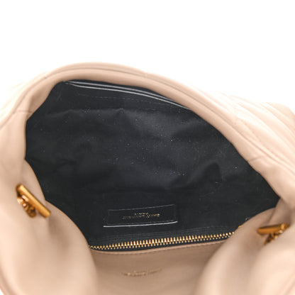 Saint Laurent Lambskin Quilted Toy Loulou Puffer Monogram Chain Satchel Nude Powder 5 of 10