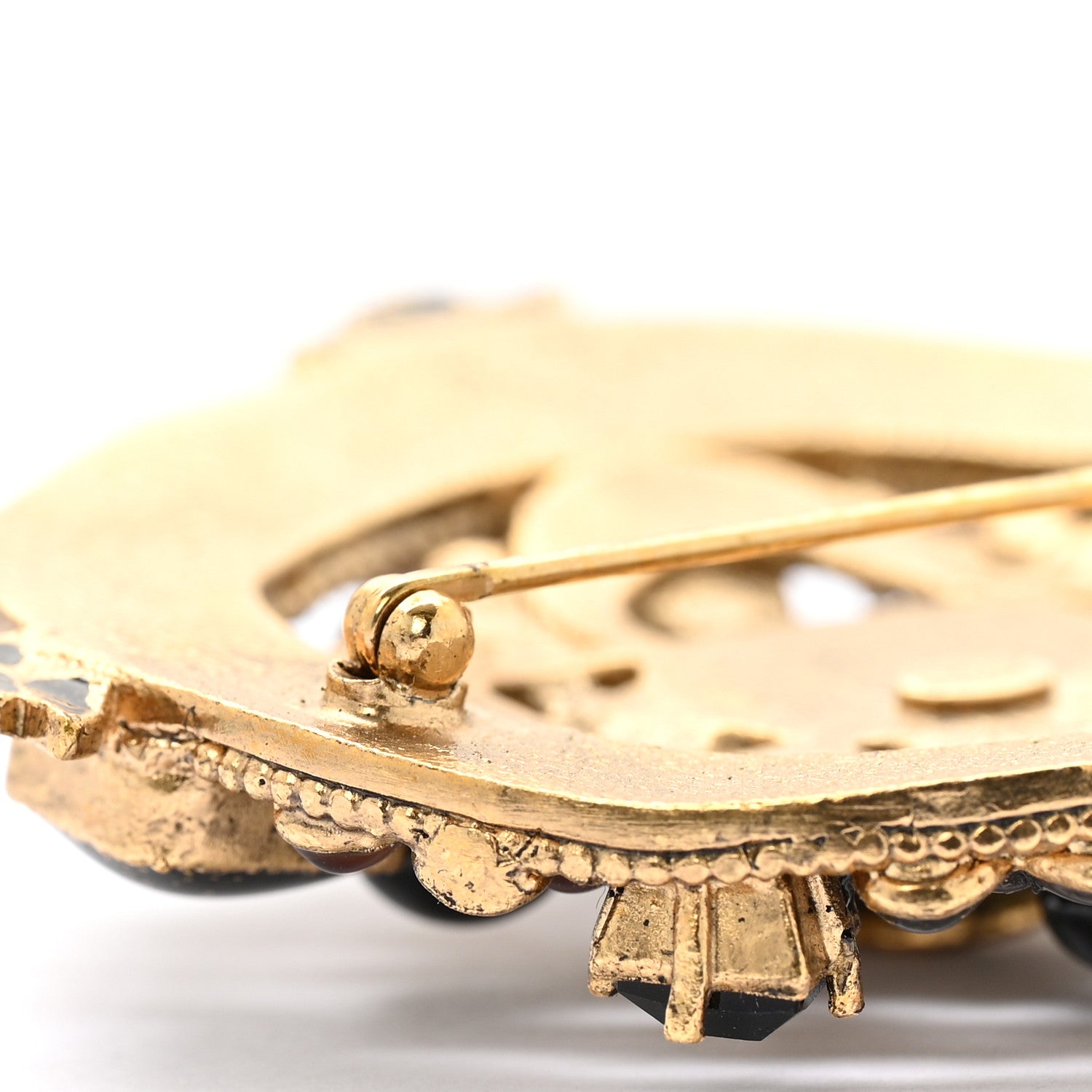 Chanel Crystal Gripoix CC Brooch Gold Black 4 of 4