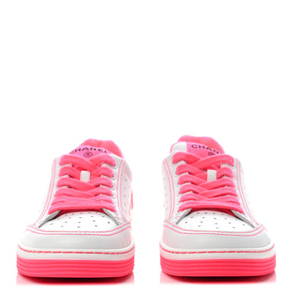 Chanel Calfskin Womens Logo Sneakers 35.5 Fuchsia White 2 of 9