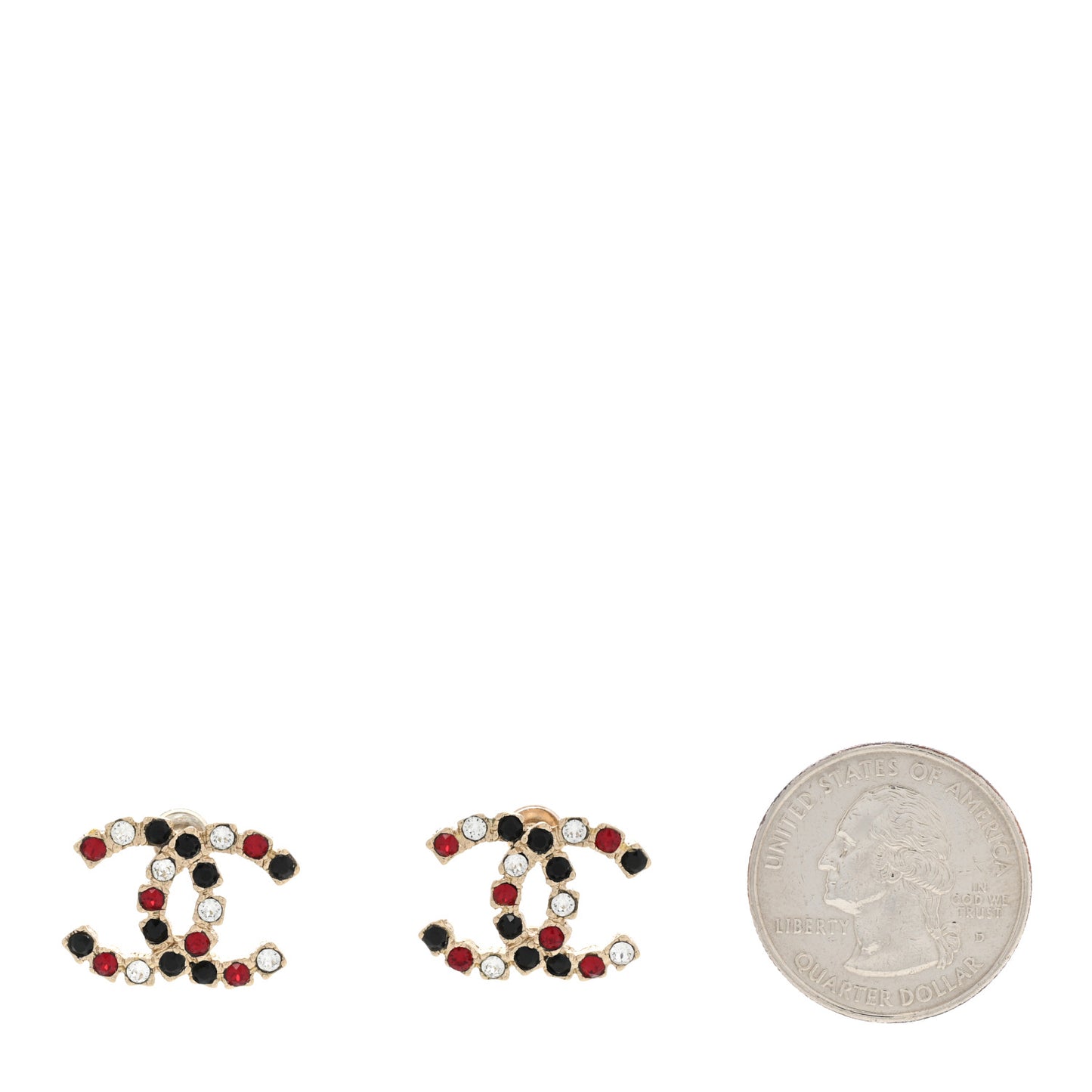 Crystal CC Earrings Gold Black Red