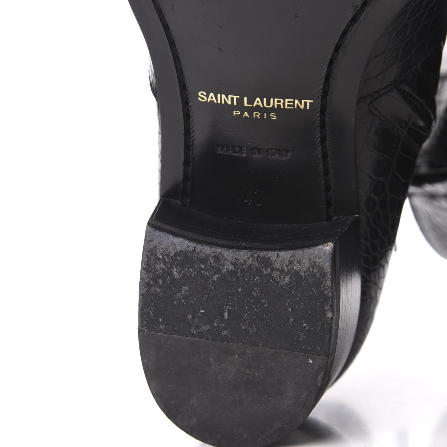 Saint Laurent Crocodile Embossed Calfskin Wyatt 40 Zip Boots 43 Black 11 of 12