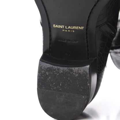 Saint Laurent Crocodile Embossed Calfskin Wyatt 40 Zip Boots 43 Black 11 of 12