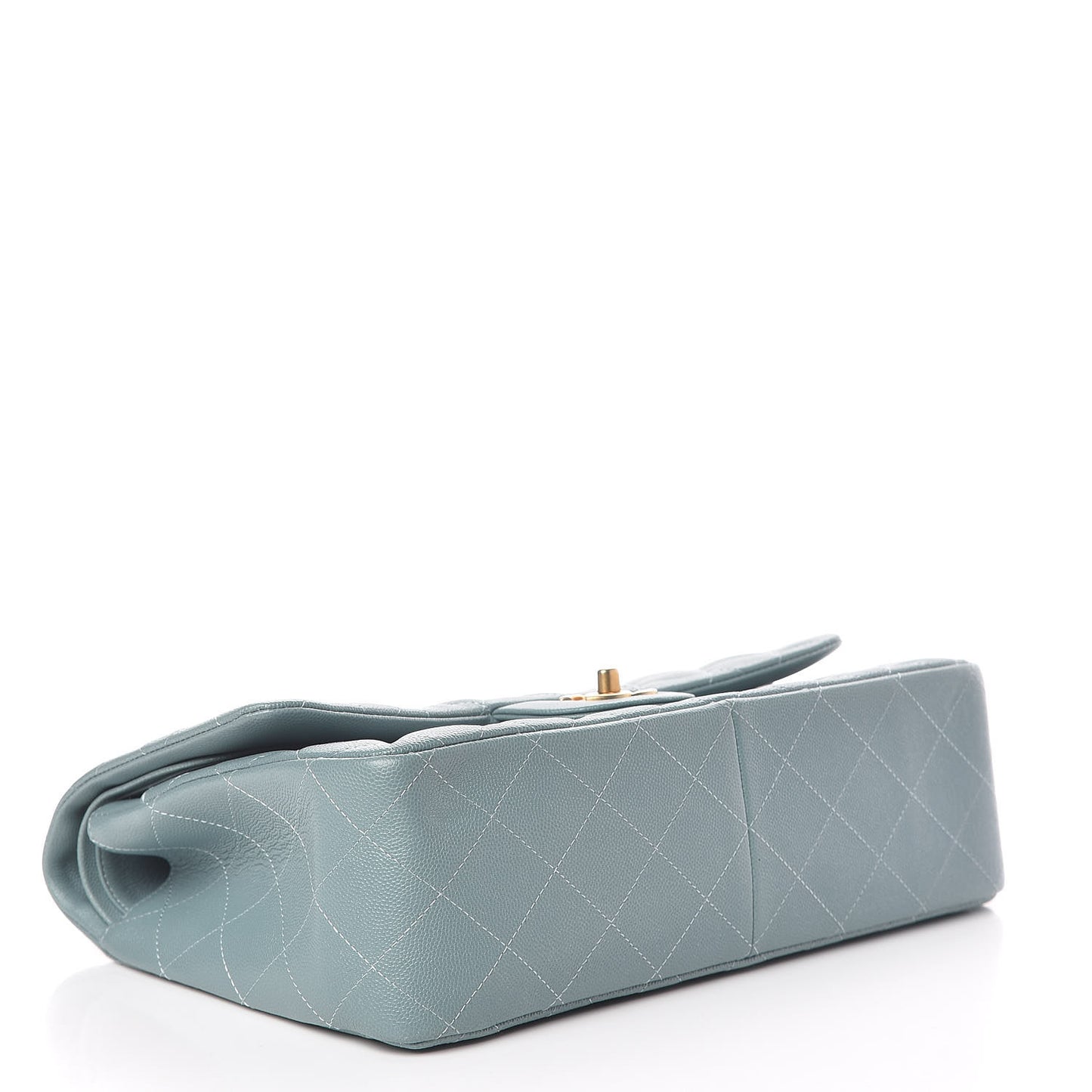 Iridescent Caviar Quilted Jumbo Double Flap Light Blue