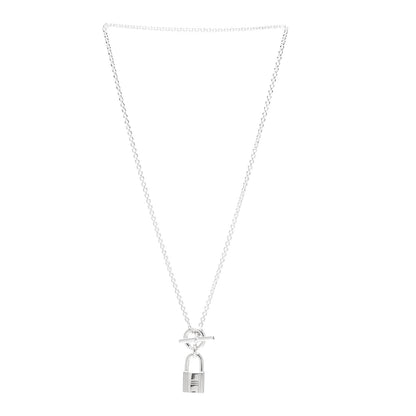 Hermes Sterling Silver Cadenas Kelly Lock Pendant Necklace 3 of 5