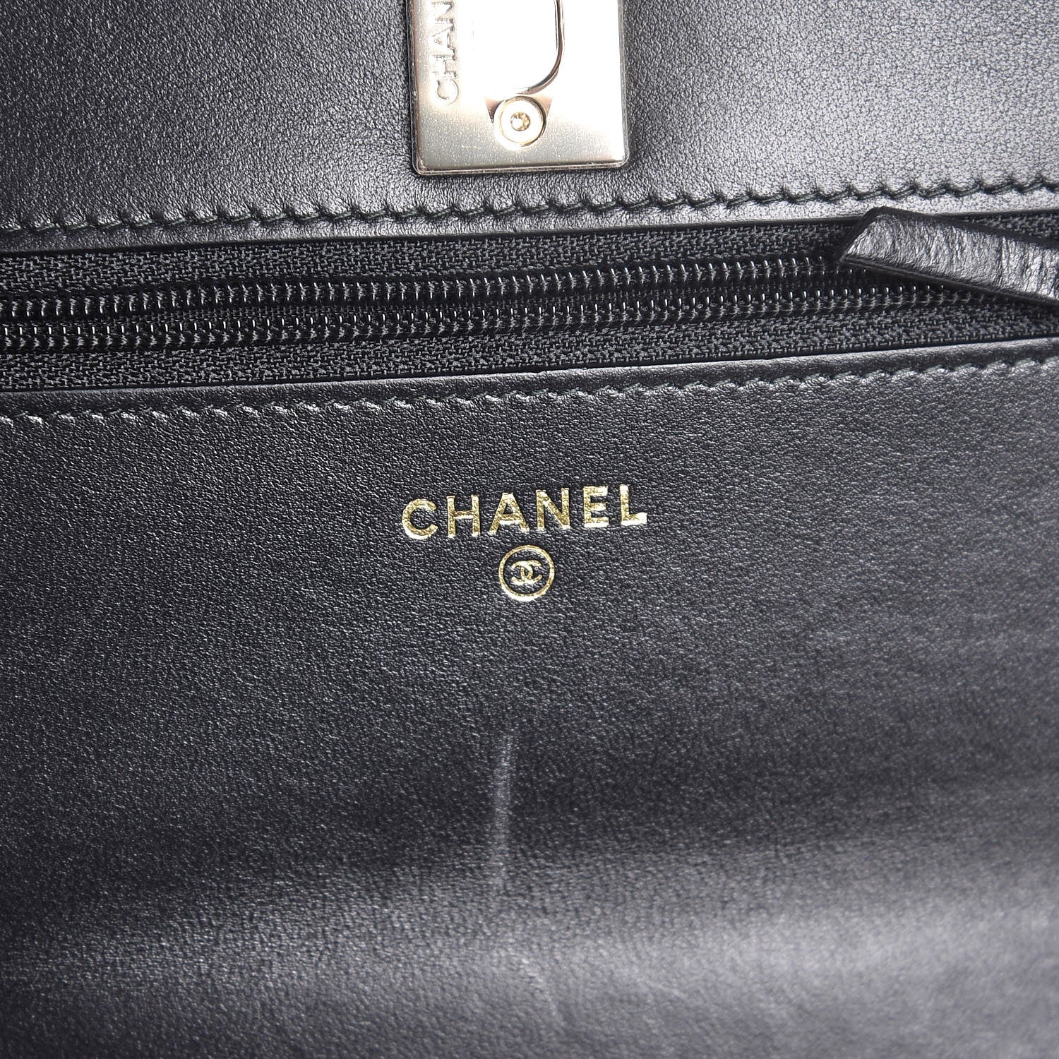 Chanel Lambskin Chevron Quilted Trendy CC Wallet On Chain WOC Black 6 of 11