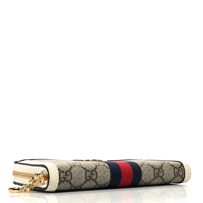 Gucci GG Supreme Monogram Textured Dollar Calfskin Web Ophidia Zip Around Wallet Beige Ebony Mystic White 4 of 10