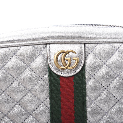 Gucci Laminated Nappa Web Trapuntata Mini GG Shoulder Bag Argento 9 of 12