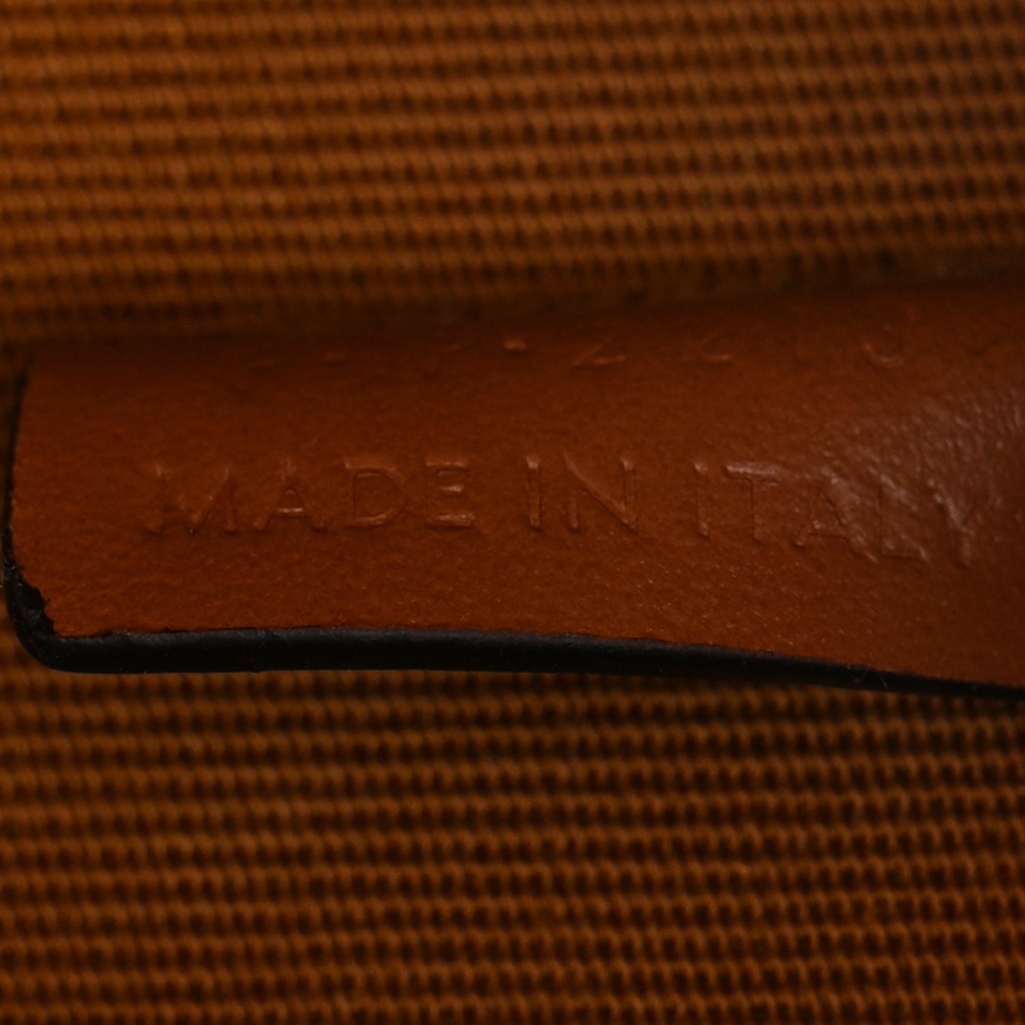 Calfskin Triomphe Canvas Half Moon Case Tan