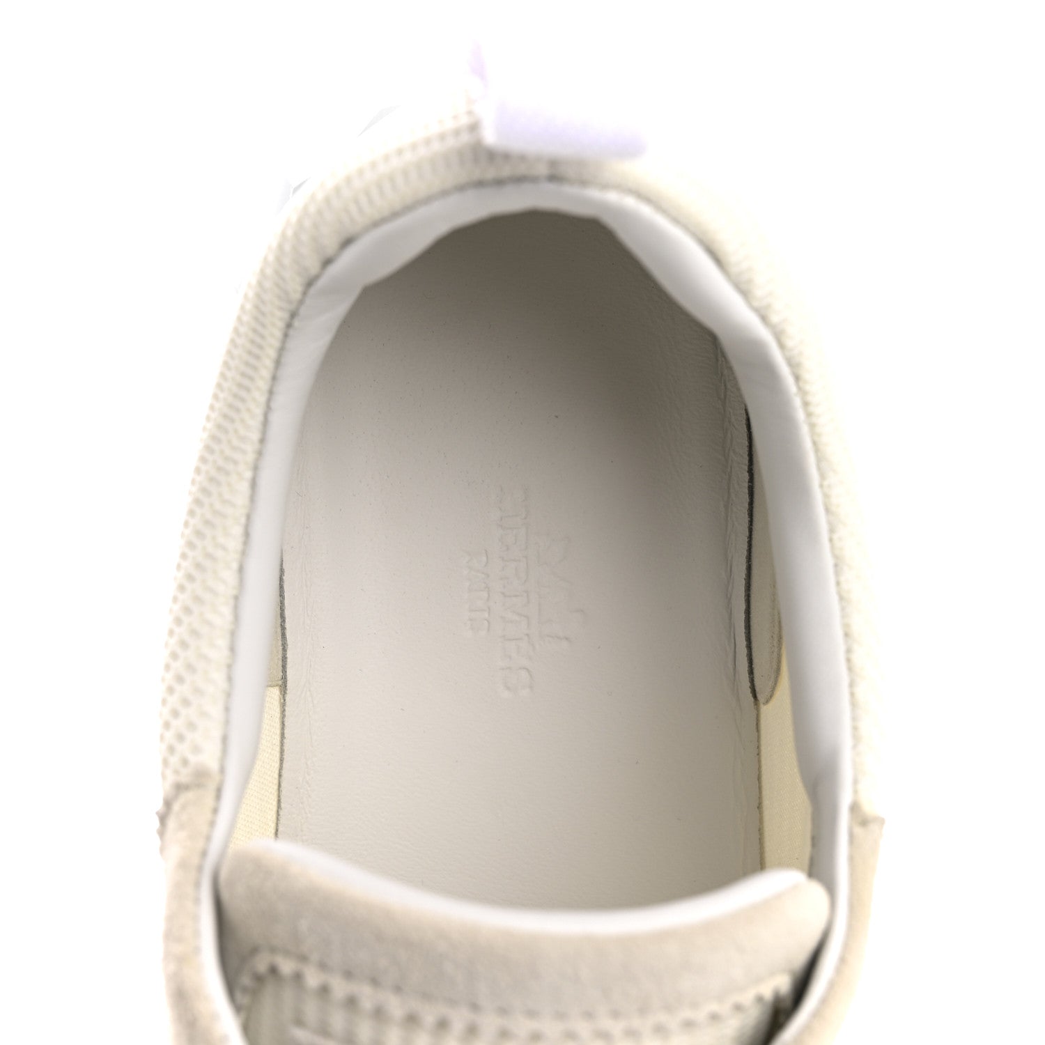 Hermes Graphic Mesh Suede Goatskin Womens Bouncing Sneakers  38.5 White 7 of 11