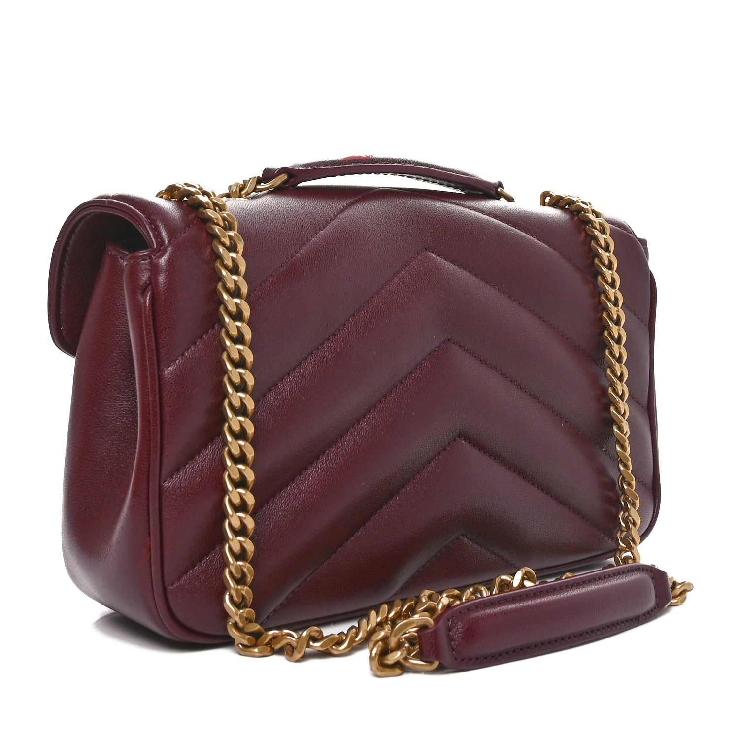 Saint Laurent Lambskin Chevron Quilted Small Loulou Rouge Cabernet 3 of 11