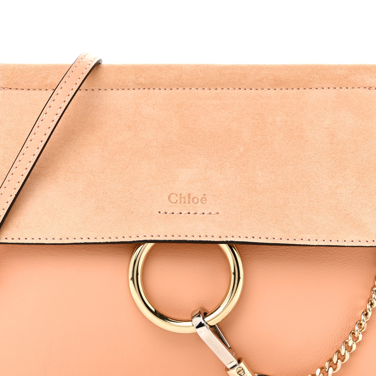 Chloe Calfskin Suede Mini Chain Faye Shoulder Bag Milky Orange 7 of 10