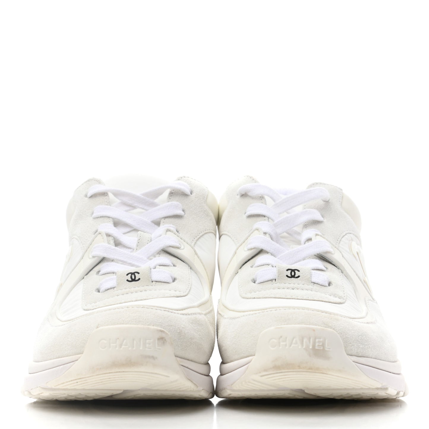 Suede Calfskin Fabric CC Sneakers 39.5 White