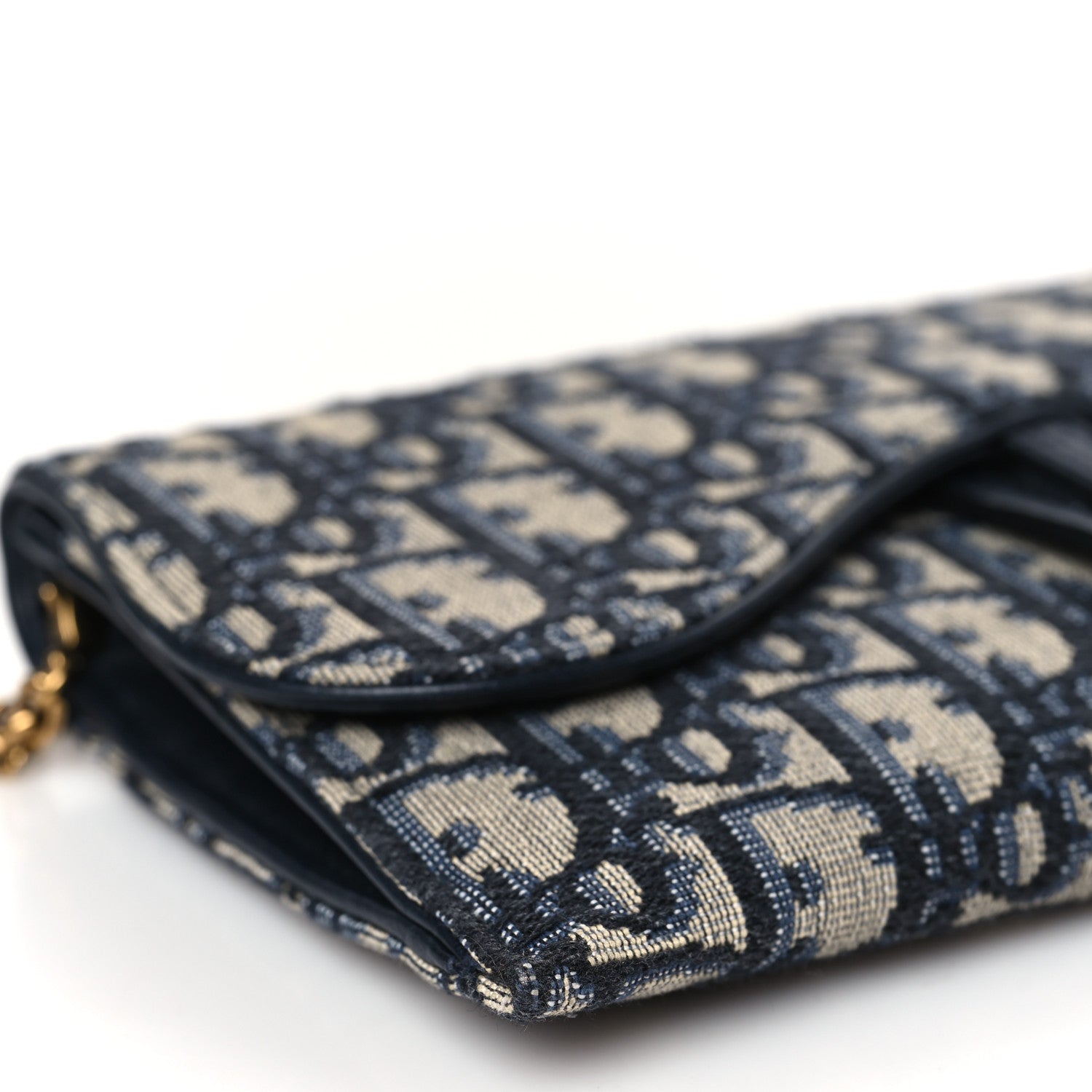Christian Dior Oblique Saddle Chain Long Wallet Blue 9 of 10