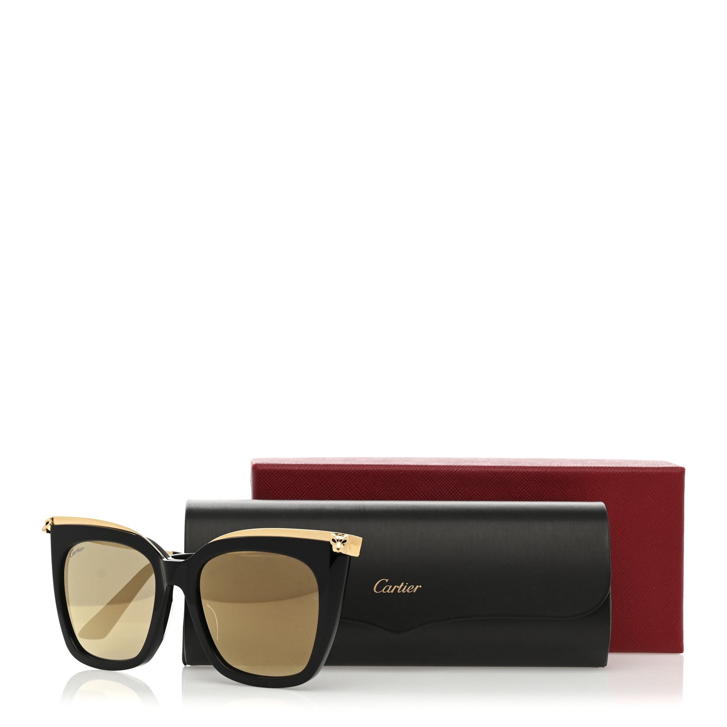 Acetate Panthere Cartier Sunglasses CT0030S Gold Black