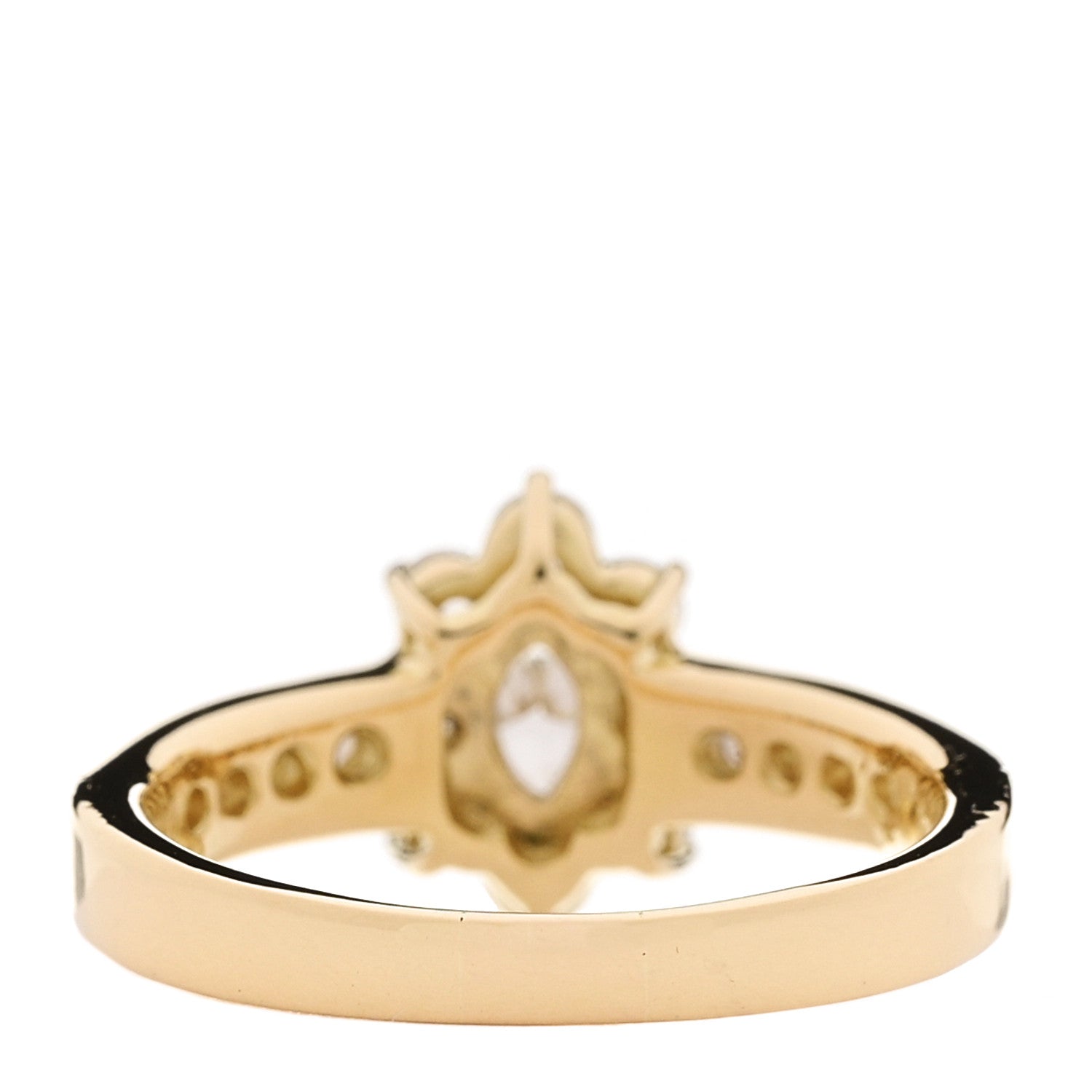 Parker & West by FASHIONPHILE 18K Yellow Gold Diamond .19ctw Floral Ring 54 7 4 of 9