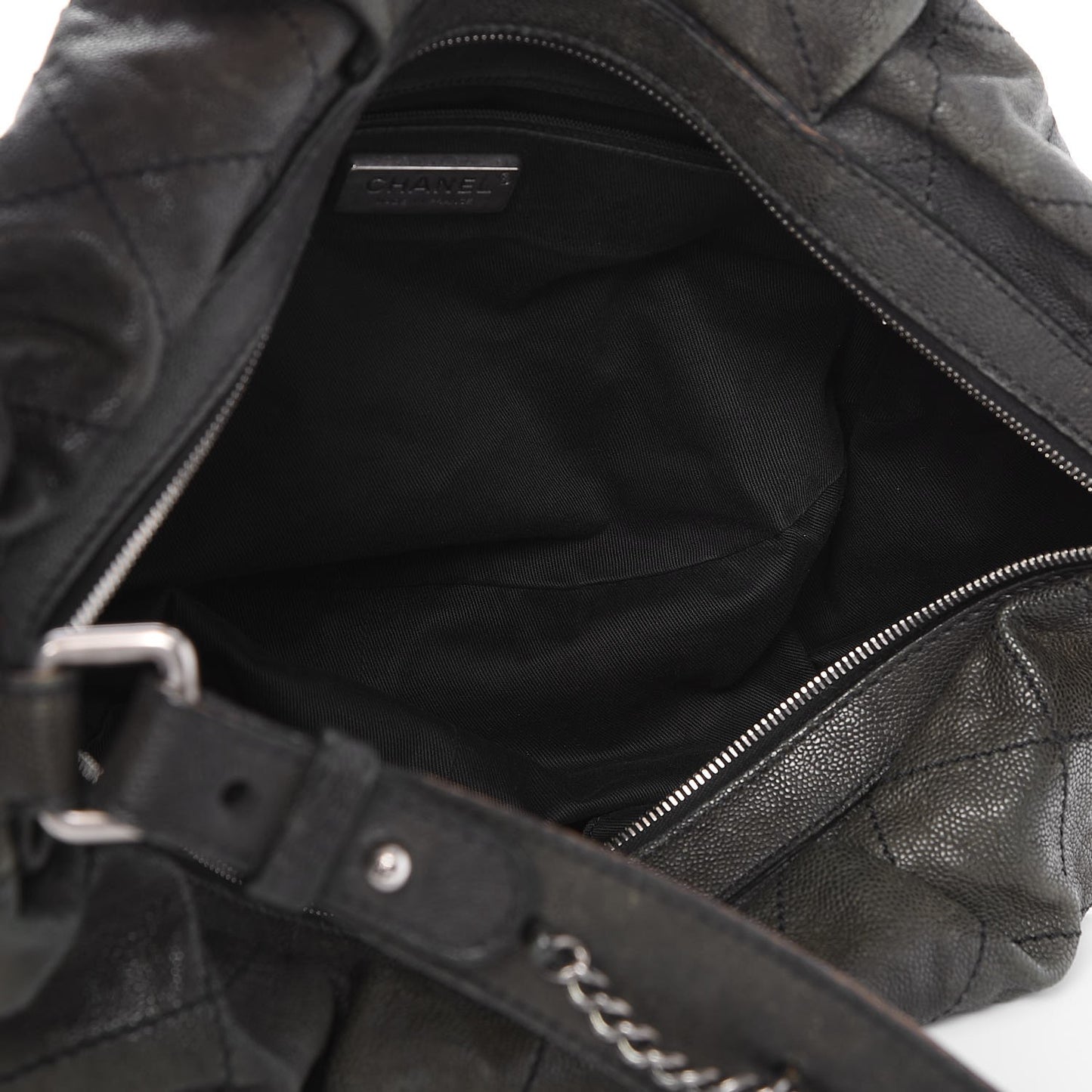 Caviar Stitched Large Outdoor Hobo Black