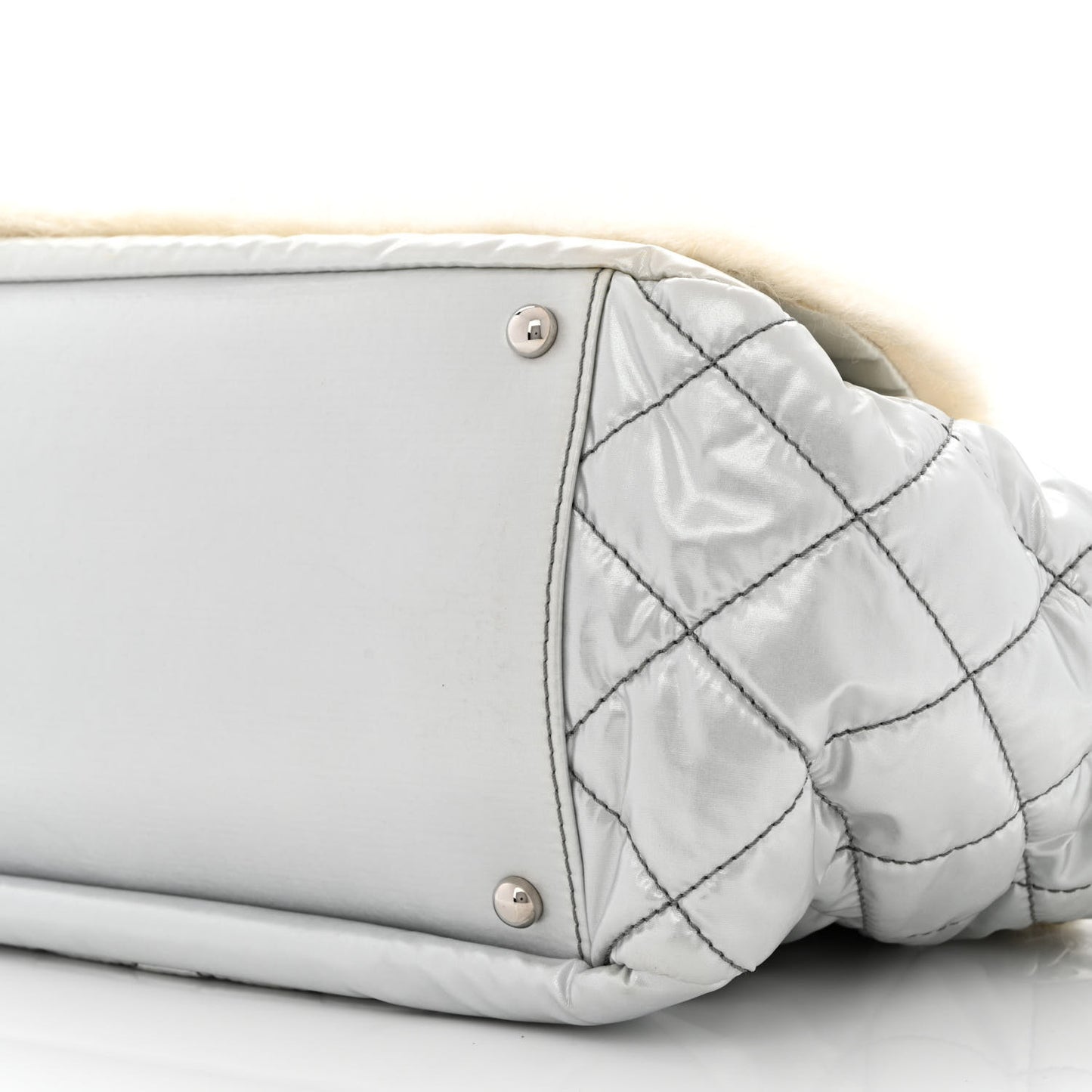 Vinyl Mohair Trimmed Accordion Arctic Polar Ice Flap Silver