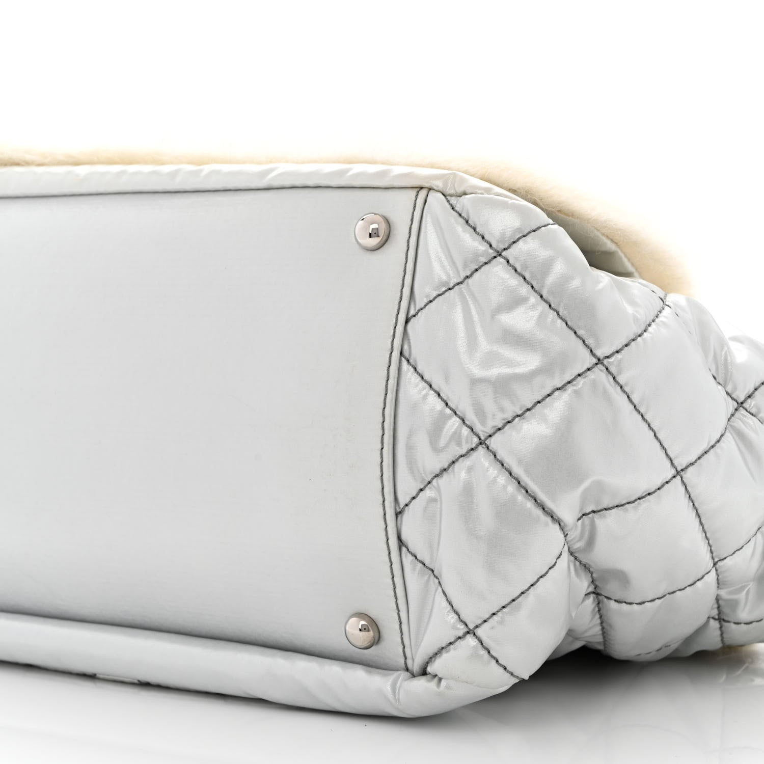Chanel Vinyl Mohair Trimmed Accordion Arctic Polar Ice Flap Silver 9 of 9
