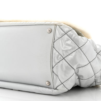 Chanel Vinyl Mohair Trimmed Accordion Arctic Polar Ice Flap Silver 9 of 9