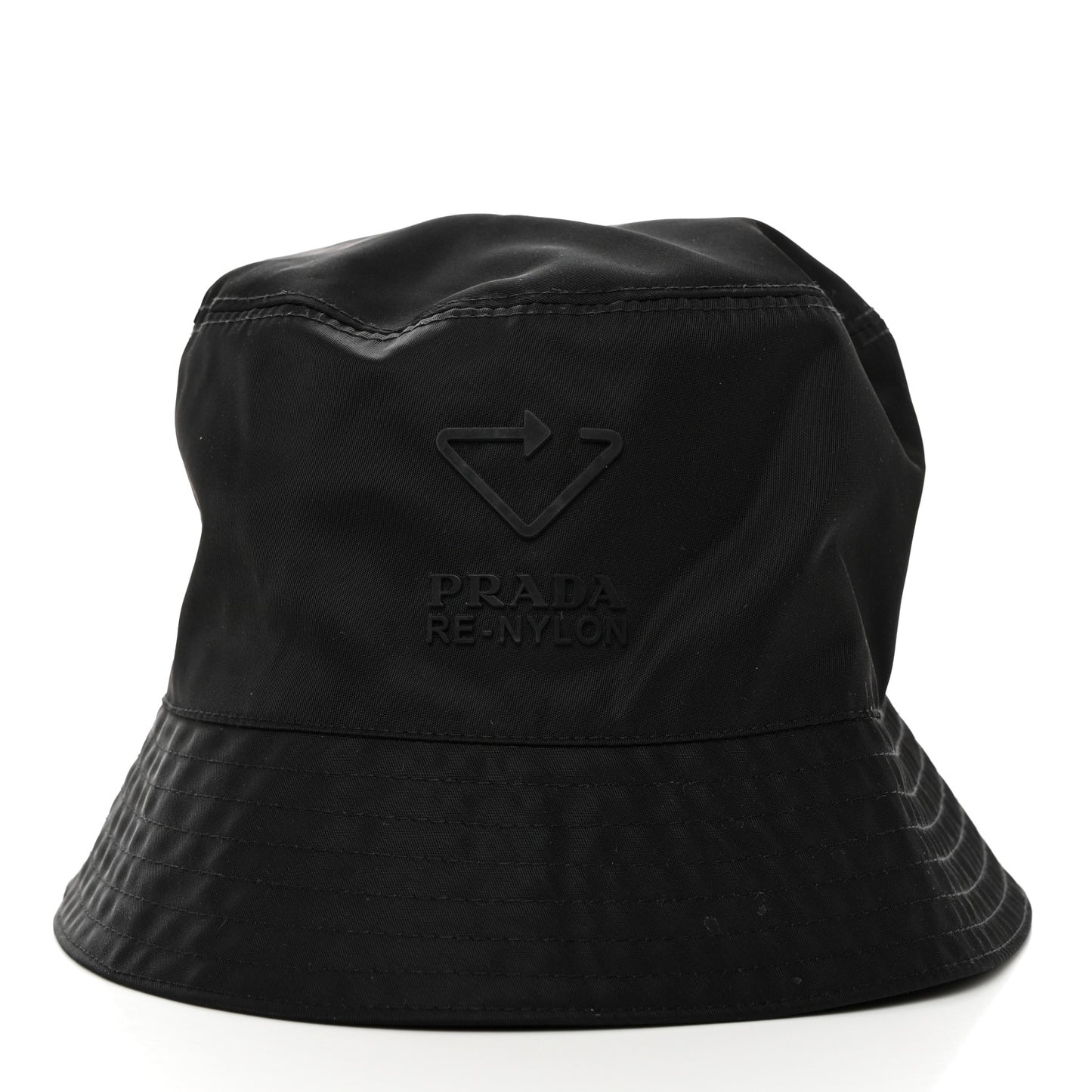 Re-Nylon Saffiano Metal Triangle Logo Mens Bucket Hat L Black