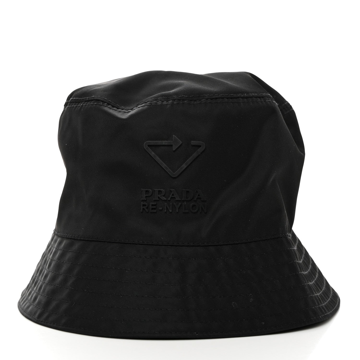 Prada Re-Nylon Saffiano Metal Triangle Logo Mens Bucket Hat L Black 6 of 8
