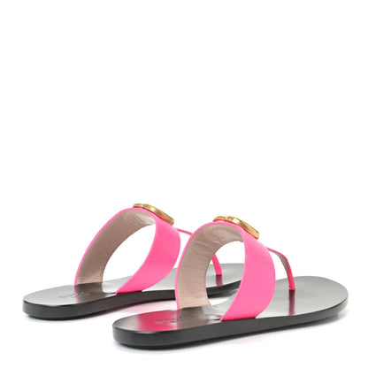 Gucci Calfskin GG Marmont Thong Sandals 35.5 Fuxia Fluo 3 of 15