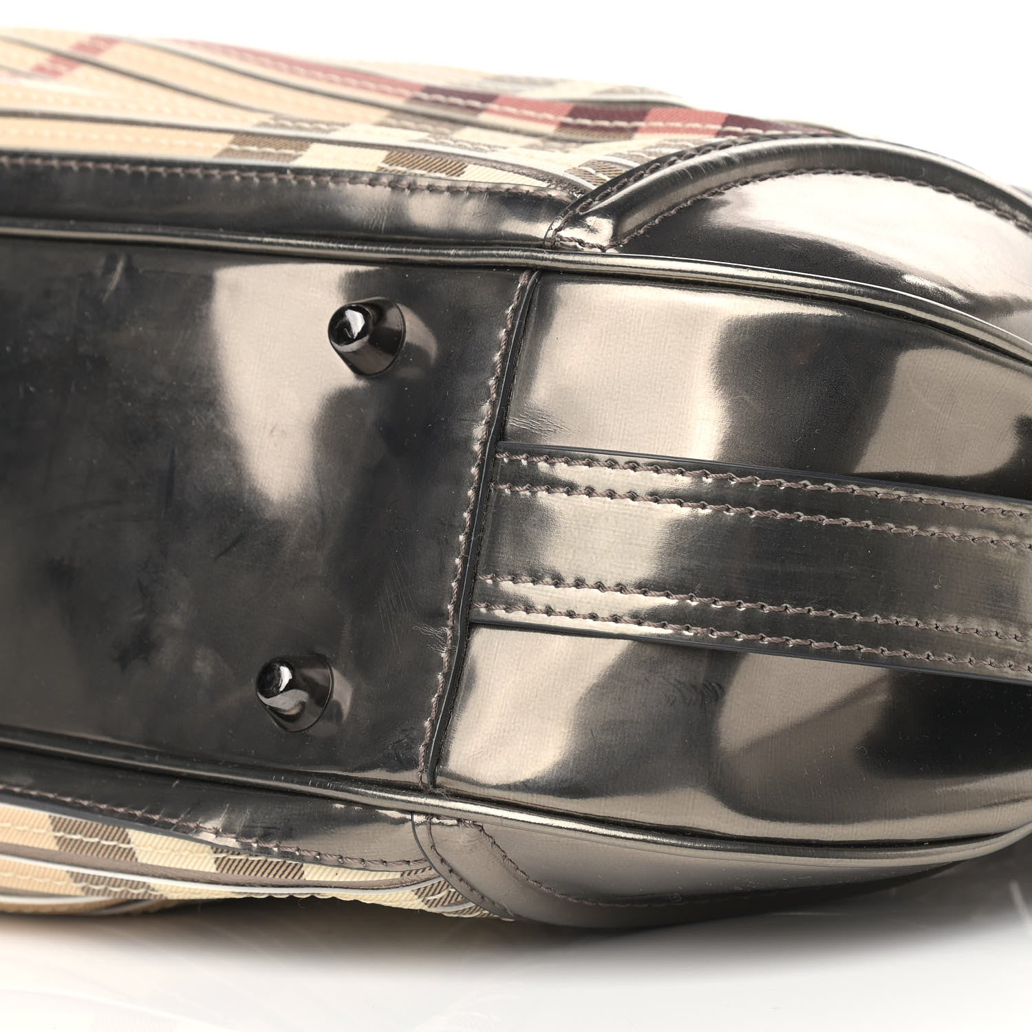 Burberry Metallic Patent House Check Sliced Beaton Pewter 9 of 10
