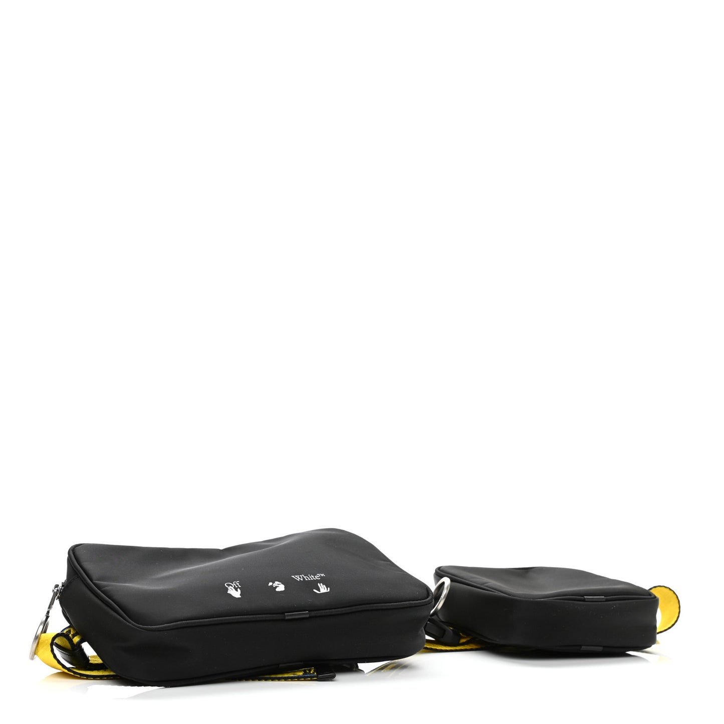 Nylon Logo Print Double Crossbody Bag Black
