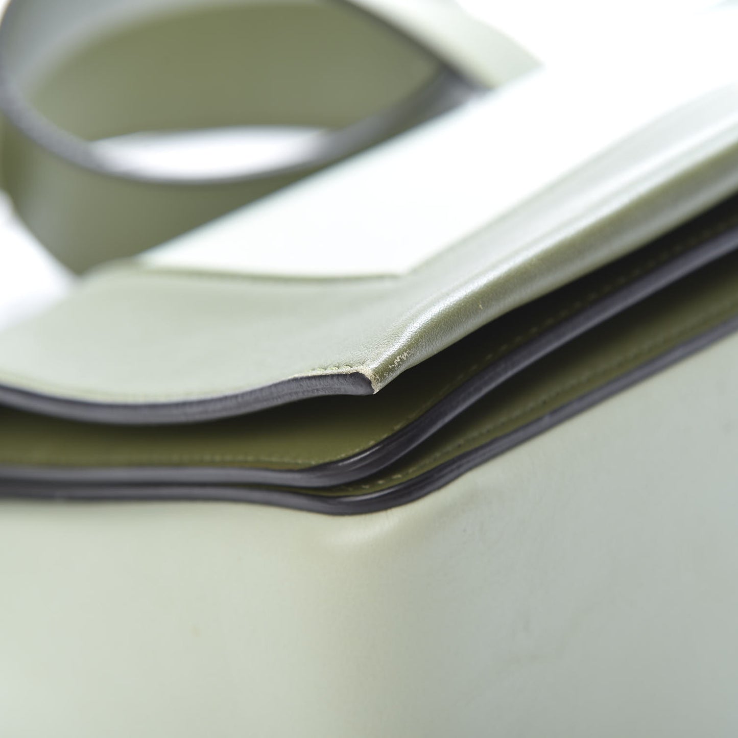 Shiny Smooth Calfskin Medium Frame Shoulder Bag Olive Pastel Green