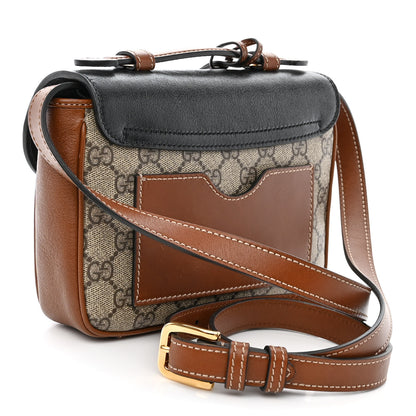 Gucci GG Supreme Monogram New Sakai Lux Calfskin Mini Padlock Flap Pocket Shoulder Bag Beige Ebony Black Cuir 3 of 10