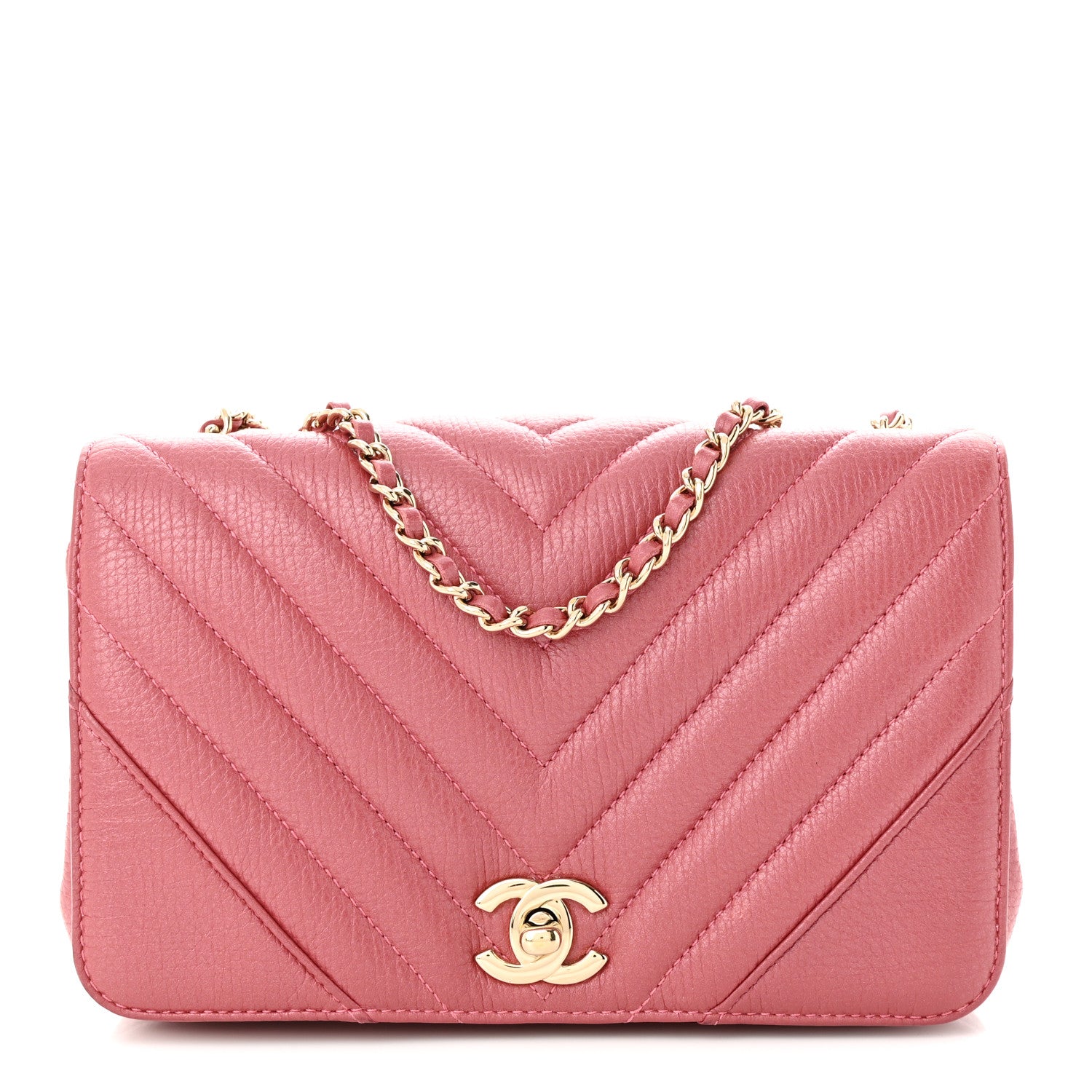 Chanel Calfskin Chevron Quilted Statement Flap Pink 1 of 10