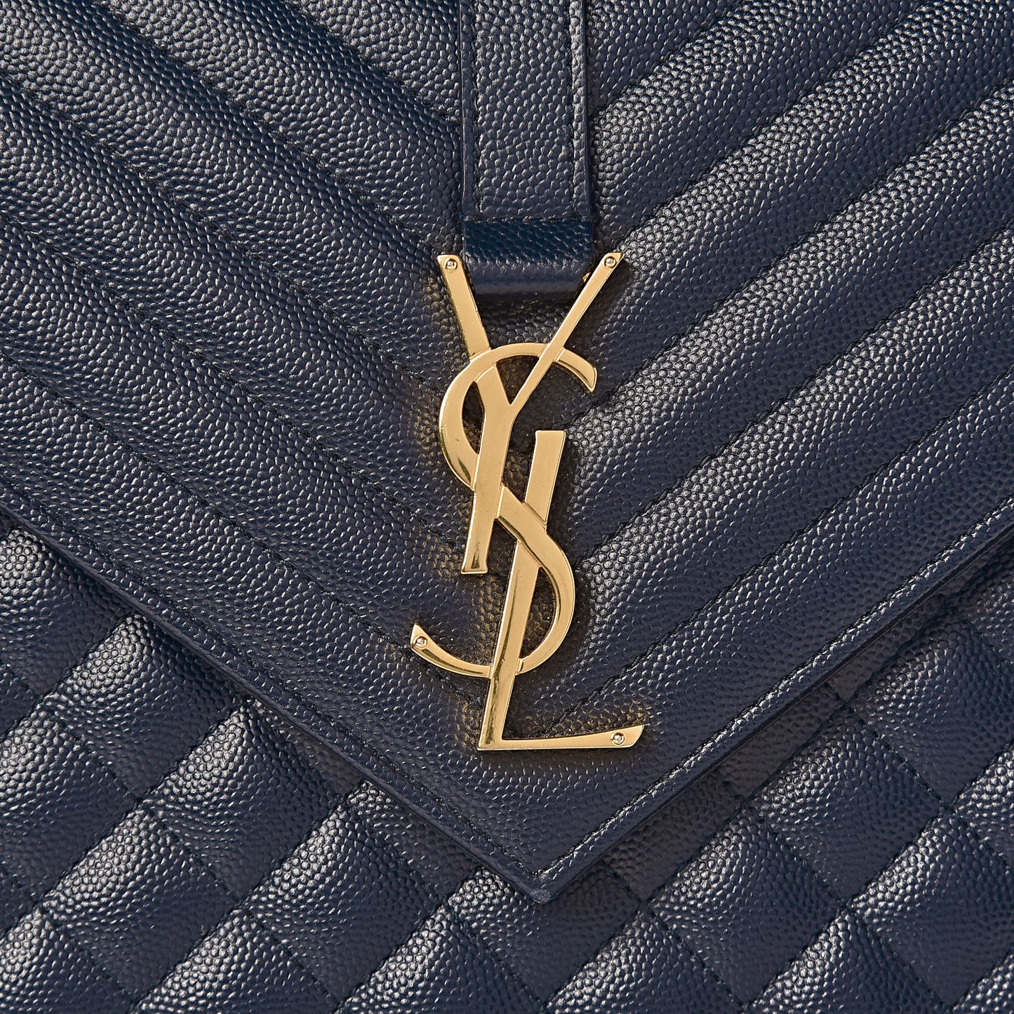 Grain De Poudre Mixed Matelasse Large Triquilt Monogram Satchel Deep Marine