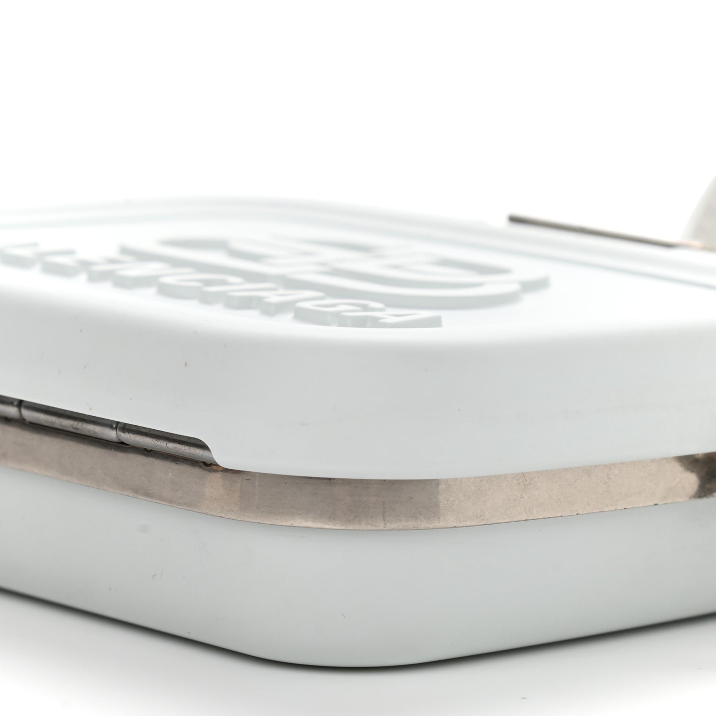 Recycled Plastic Calfskin Embossed Mini Lunch Box Case with Strap White