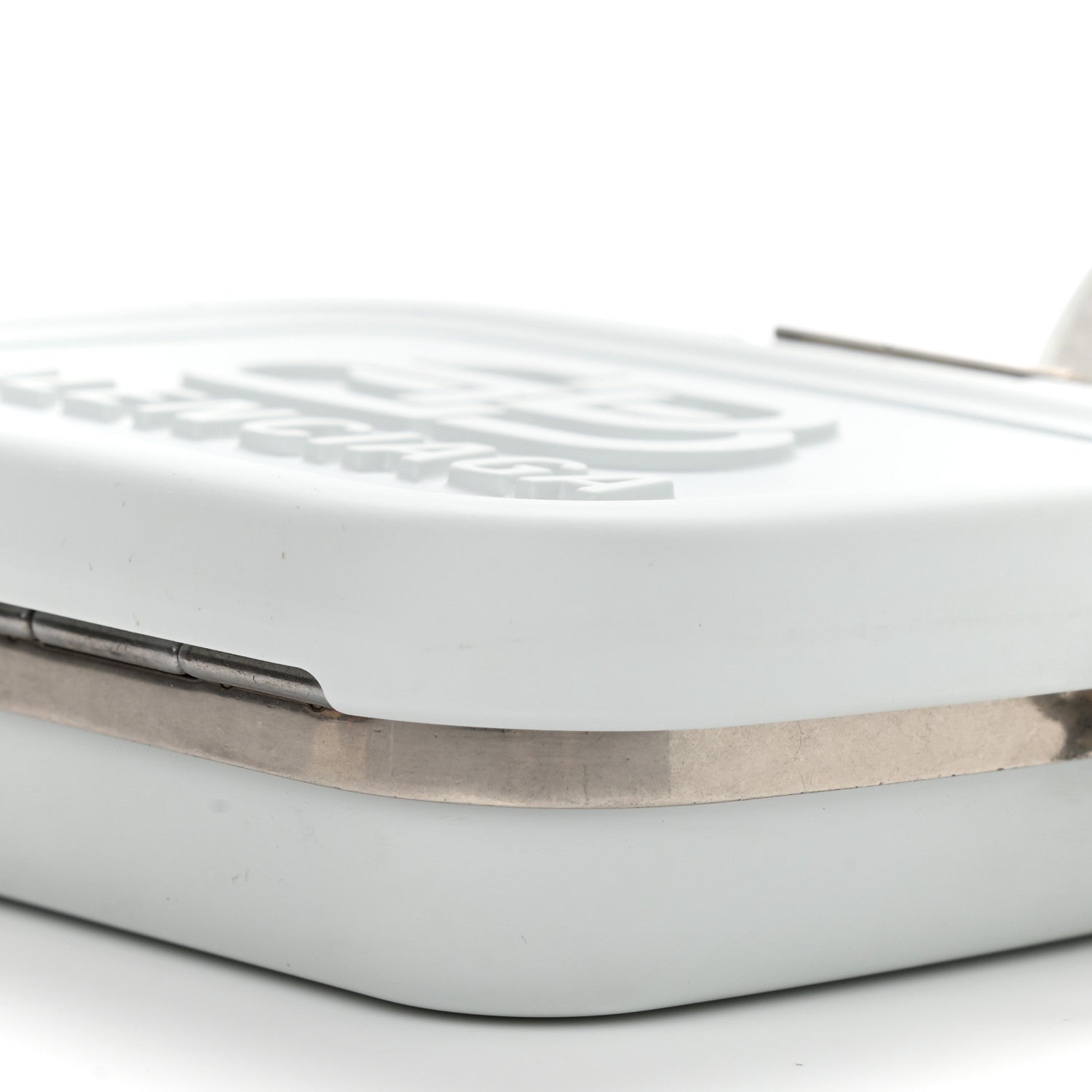 Balenciaga Recycled Plastic Calfskin Embossed Mini Lunch Box Case with Strap White 10 of 10